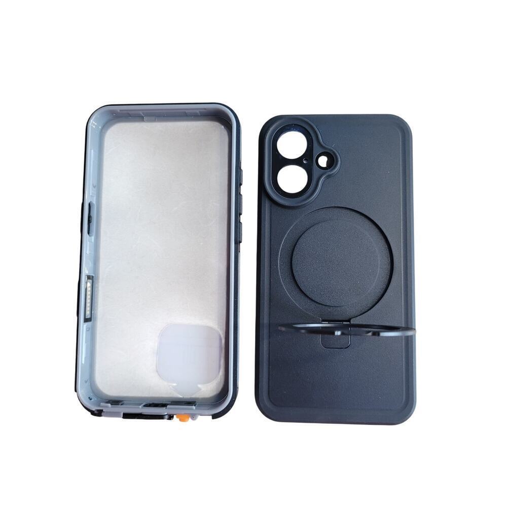 Temdan Magnetic Phone case IphonePro 360 Kickstand Waterproof‎ Gray/Blk